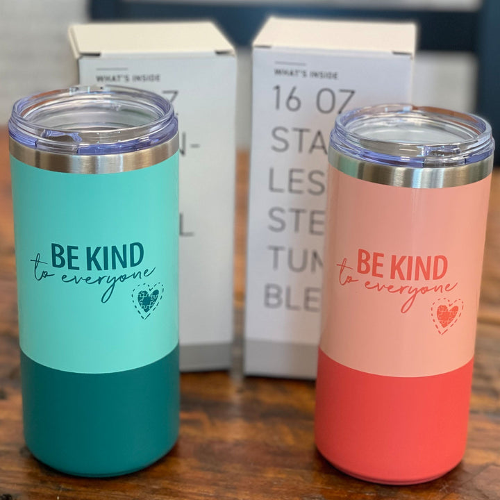 Be Kind to Everyone® mugs, tumblers, apron, and more.