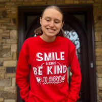 Smile Sweatshirt - Red Be Kind to Everyone® Crewneck