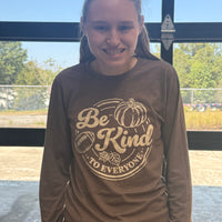 Long Sleeve Fall Tee - Footballs, Pumpkins and Be Kind to Everyone