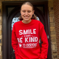 Smile Sweatshirt - Red Be Kind to Everyone® Crewneck