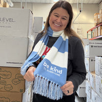 Blue and White Embroidered Scarf - Be Kind to Everyone®