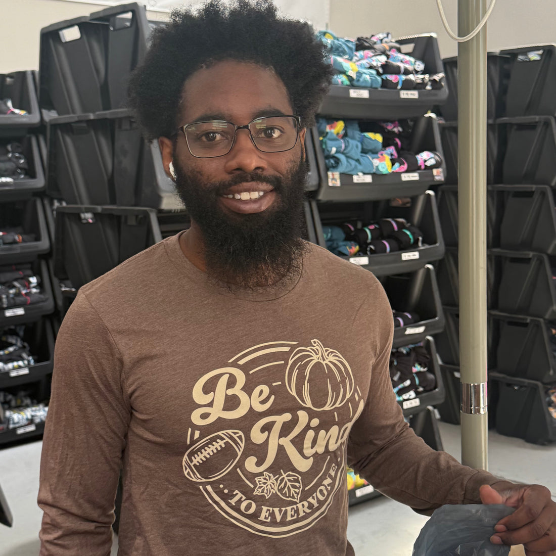 Long Sleeve Fall Tee - Footballs, Pumpkins and Be Kind to Everyone