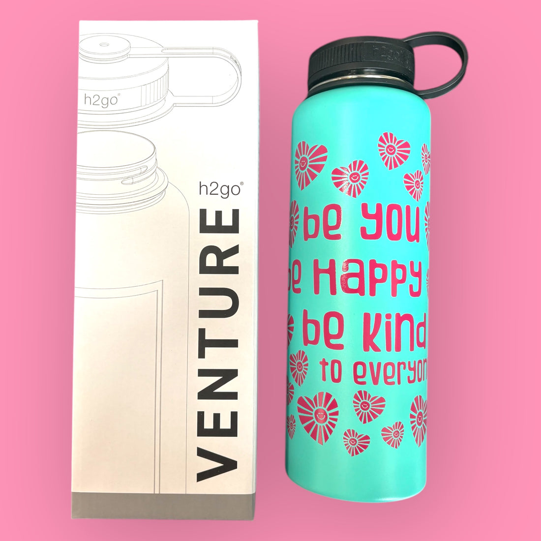 Mint 40 oz Steel Bottle - Be You, Be Happy, Be Kind to Everyone