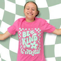 Adult Pink Retro Checkerboard Be Kind to Everyone® Tee