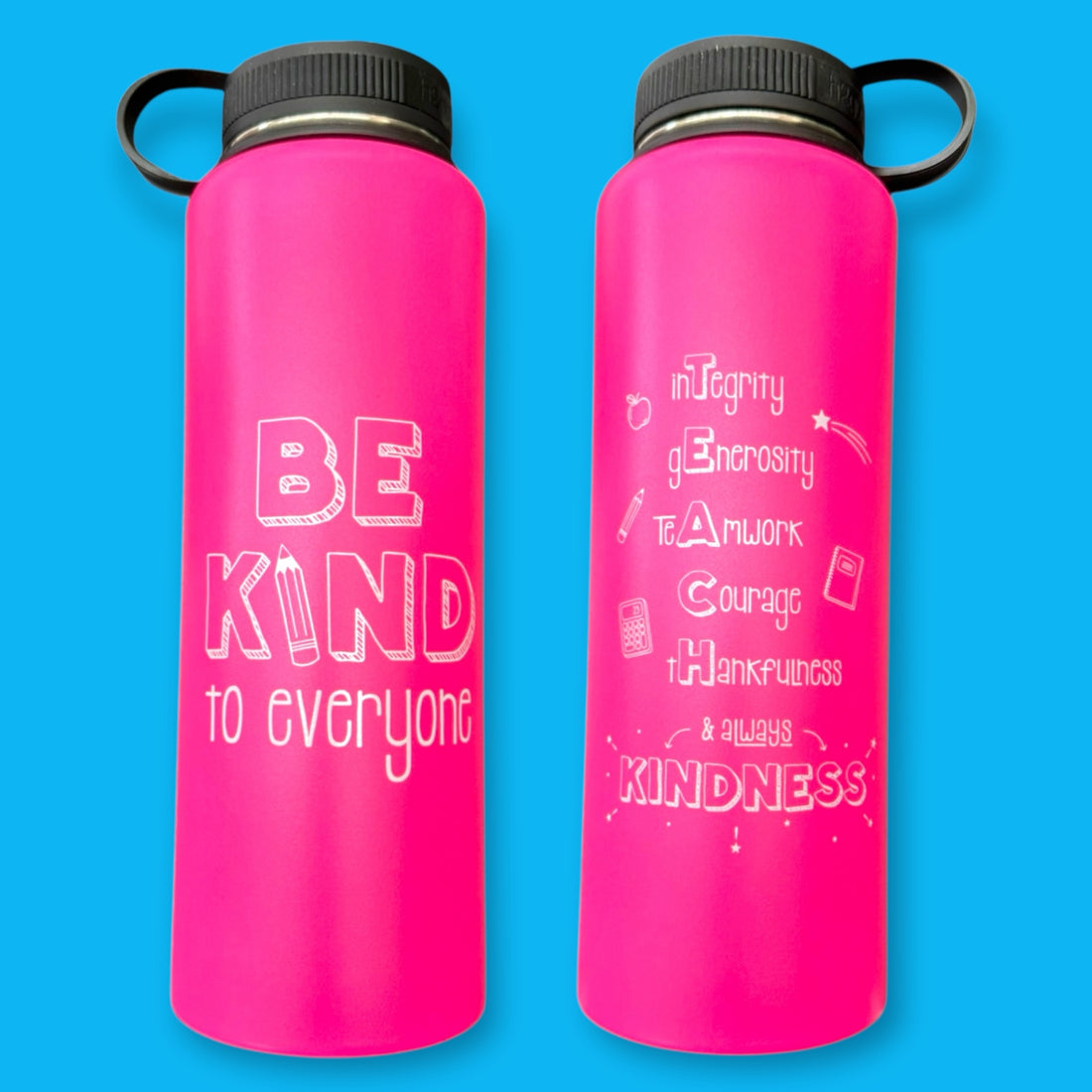 Pink 40 oz Steel Bottle - TEACH Kindness