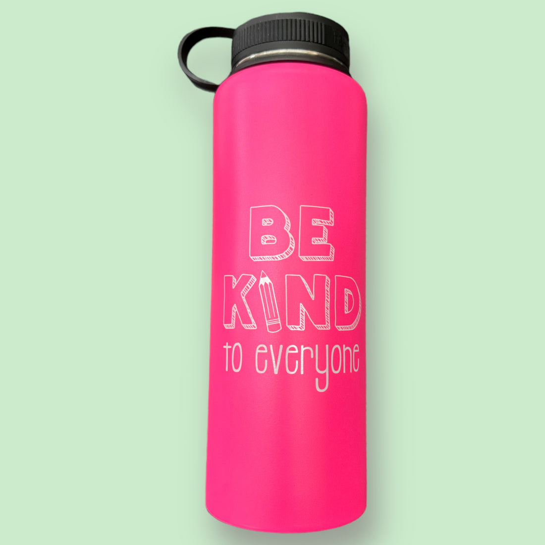 Front of our pink TEACH Kindness 40-oz Steel Bottle