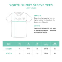 Youth Next Level Short Sleeve Sizing Guide