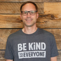 Ben, wearing a large in our "Hudson" Be Kind to Everyone® short-sleeve shirt.