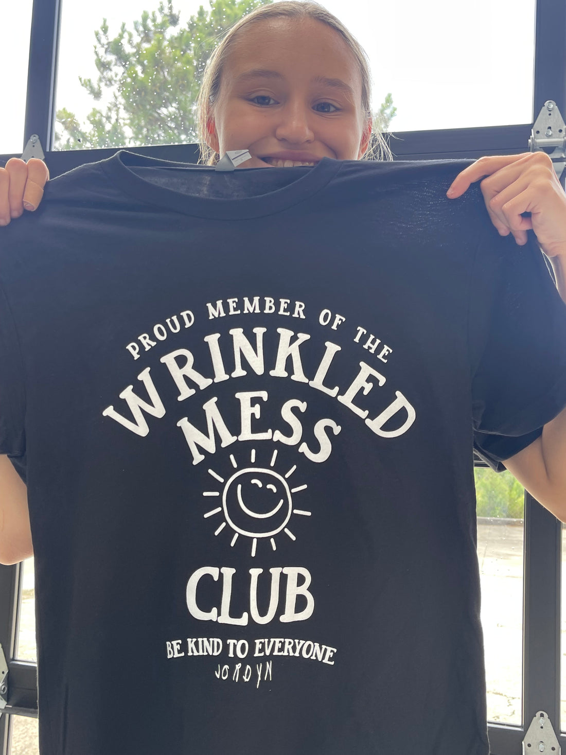 BLACK Wrinkled Mess Club Short Sleeve Tee