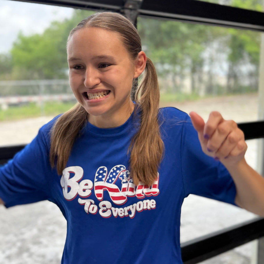 Adult Red, White and Blue Dri-Fit Short Sleeve Tee - Be Kind to Everyone®
