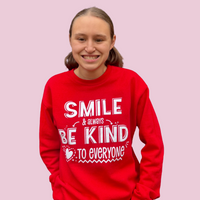 Smile Sweatshirt - Red Be Kind to Everyone® Crewneck