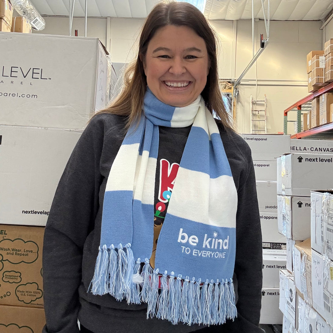 Blue and White Embroidered Scarf - Be Kind to Everyone®