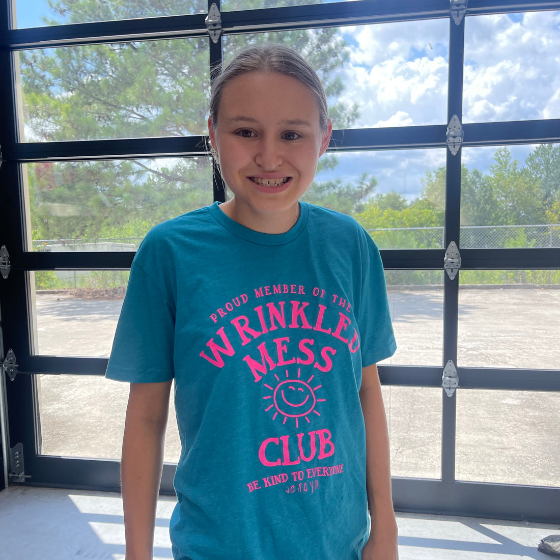 TEAL Wrinkled Mess Club Short Sleeve Tee