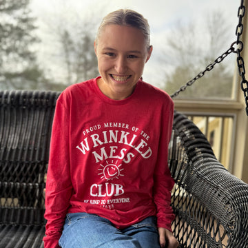 Red Wrinkled Mess Long Sleeve Tee