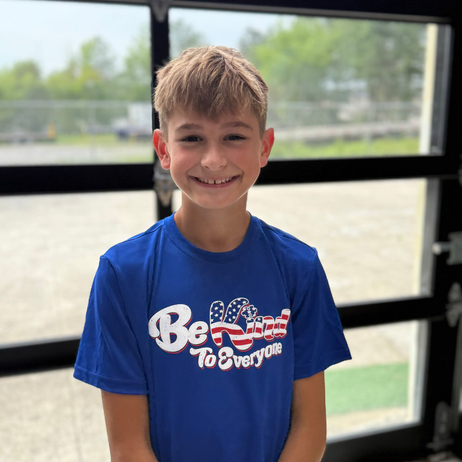 YOUTH Red, White and Blue Dri-Fit Short Sleeve Tee - Be Kind to Everyone®