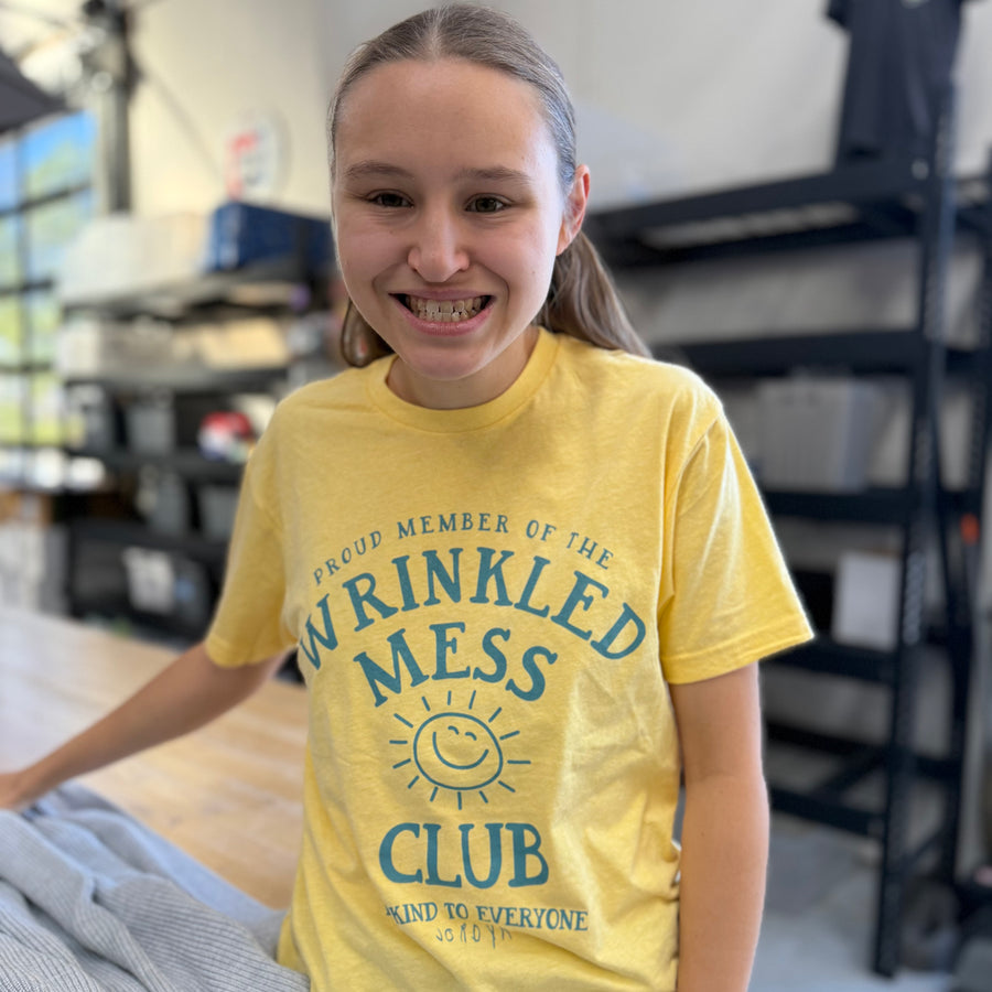 YELLOW Wrinkled Mess Club Short Sleeve Tee