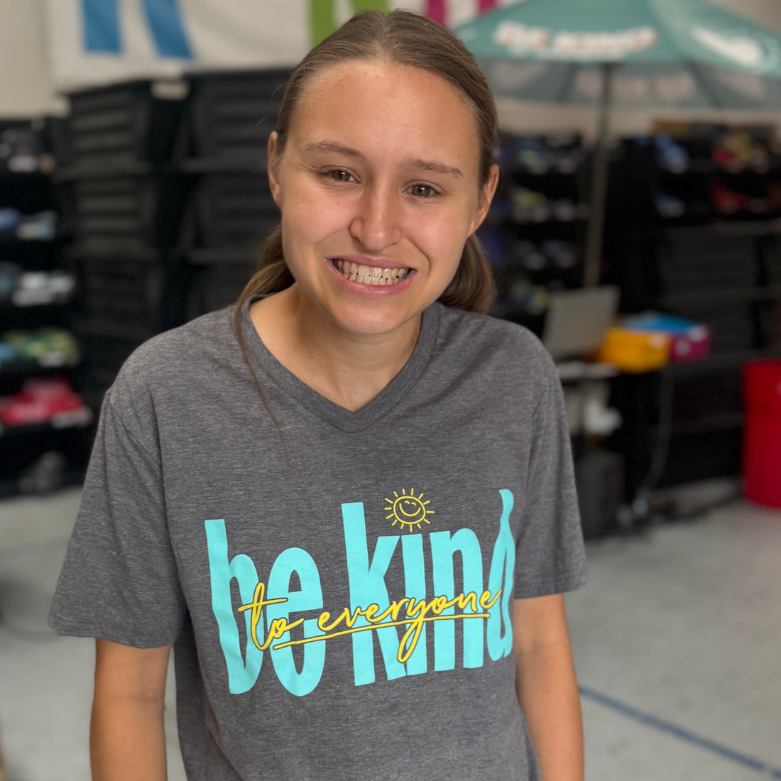 CUTE Grey V-Neck - Be Kind to Everyone