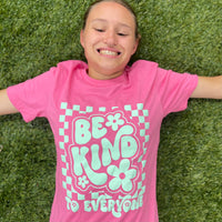 Adult Pink Retro Checkerboard Be Kind to Everyone® Tee