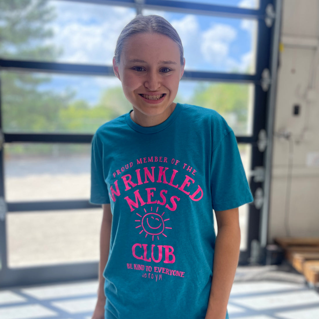 TEAL Wrinkled Mess Club Short Sleeve Tee