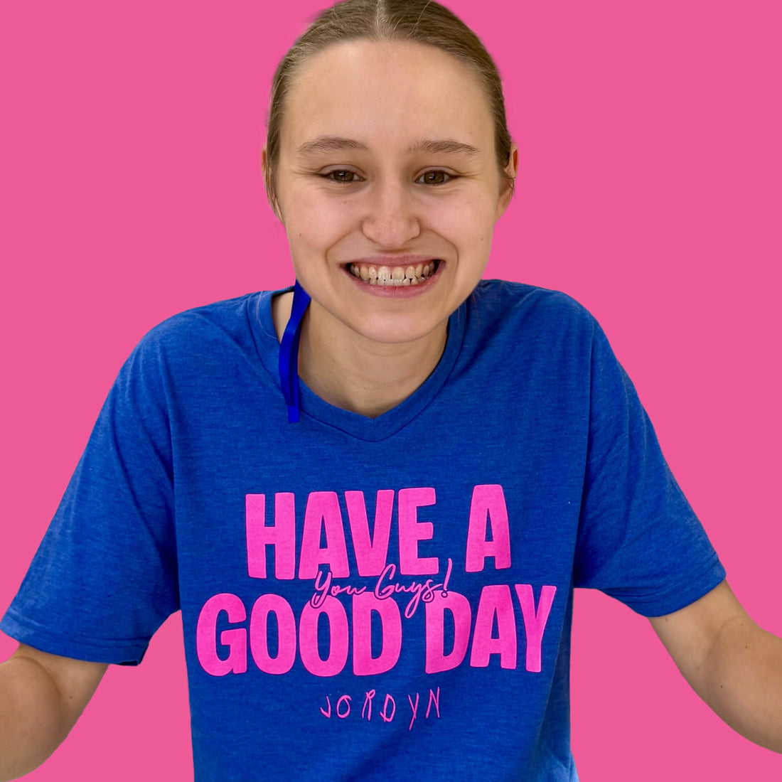 Blue V-Neck - Have a Good Day Tee