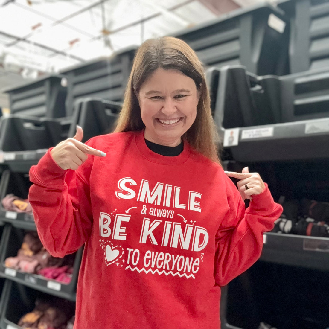 Smile Sweatshirt - Red Be Kind to Everyone® Crewneck
