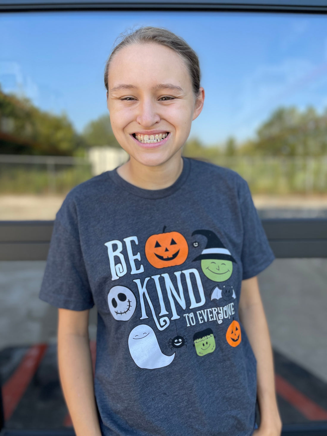 Our Halloween Be Kind to Everyone® tee has a new design that&