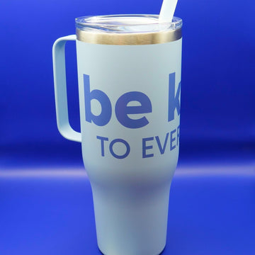 40-ounce Be Kind to Everyone® Stainless Steel Tumbler in pale blue.
