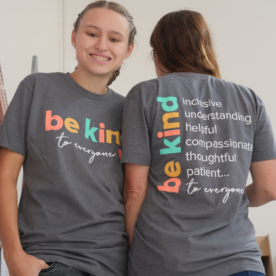 Front and back of our Inclusive Be Kind to Everyone® short-sleeve t-shirt.