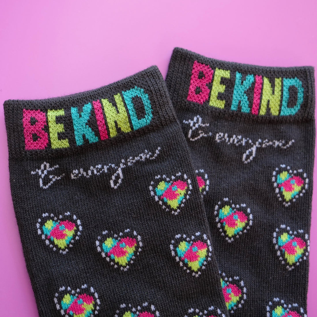 Our Be Kind to Everyone® socks feature our Jordyn Original design.