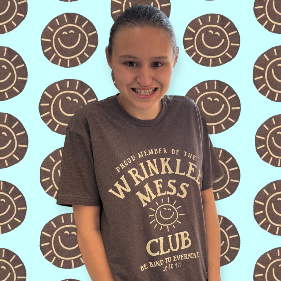 Brown Wrinkled Mess Club Short Sleeve Tee
