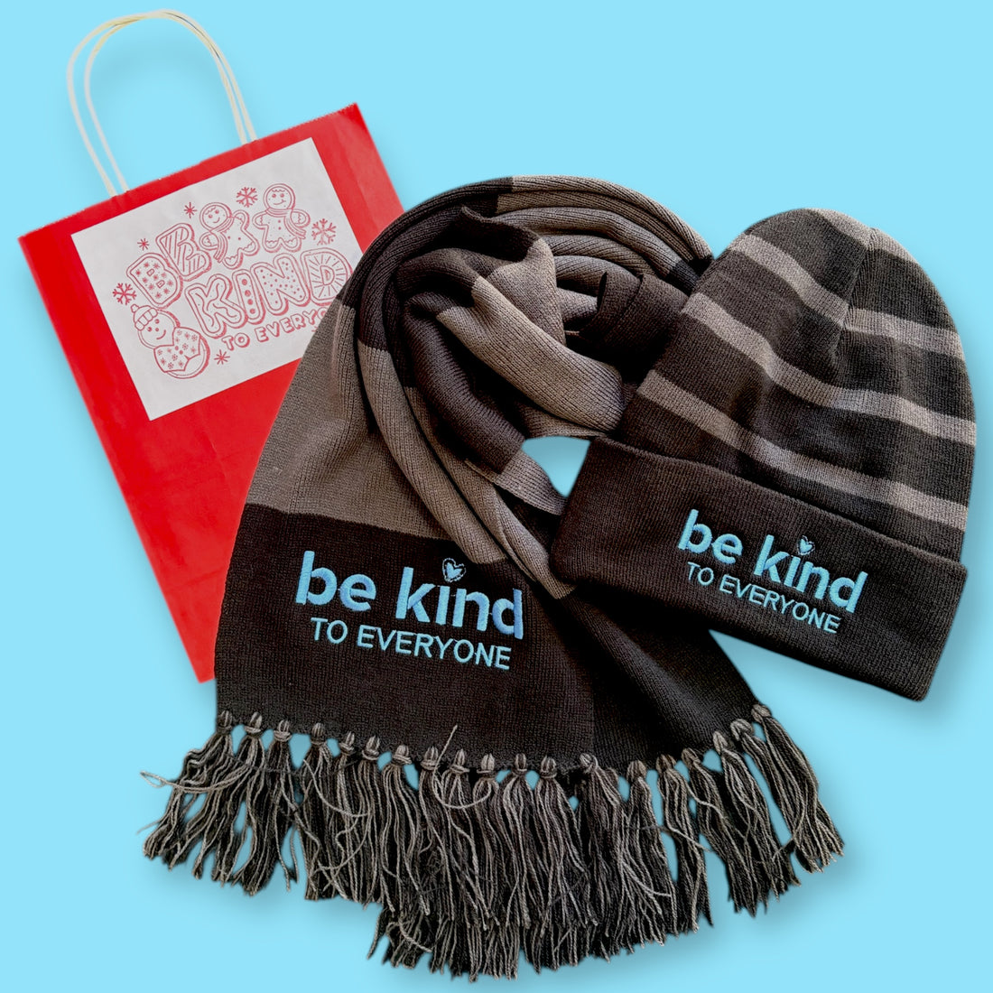 Embroidered Beanie and Scarf- Be Kind to Everyone®