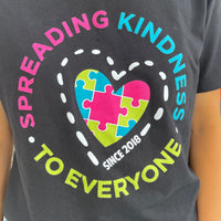Close up image of our limited edition 5 Year Anniversary Be Kind to Everyone® short-sleeved tee.