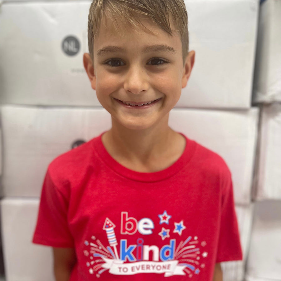 Youth 4th of July Be Kind to Everyone® short sleeve shirt.
