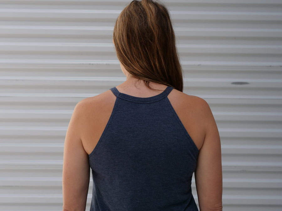 The back of our Be Kind to Everyone® Rocker Tank Top. Jackie  is wearing a small in this photo.