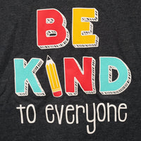 Close up image of the front of our "T.E.A.C.H. Kindness" Be Kind to Everyone® short-sleeve tee.