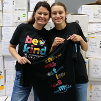 Jordyn and Jackie in our black Autism Awareness/Acceptance Be Kind to Everyone® short-sleeved t-shirts.