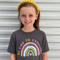 Youth Rainbow Be Kind to Everyone® short-sleeved t-shirt.