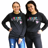Jordyn and Sarah in our long-sleeved Original Jordyn Be Kind to Everyone® t-shirts.